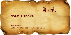 Matz Albert névjegykártya